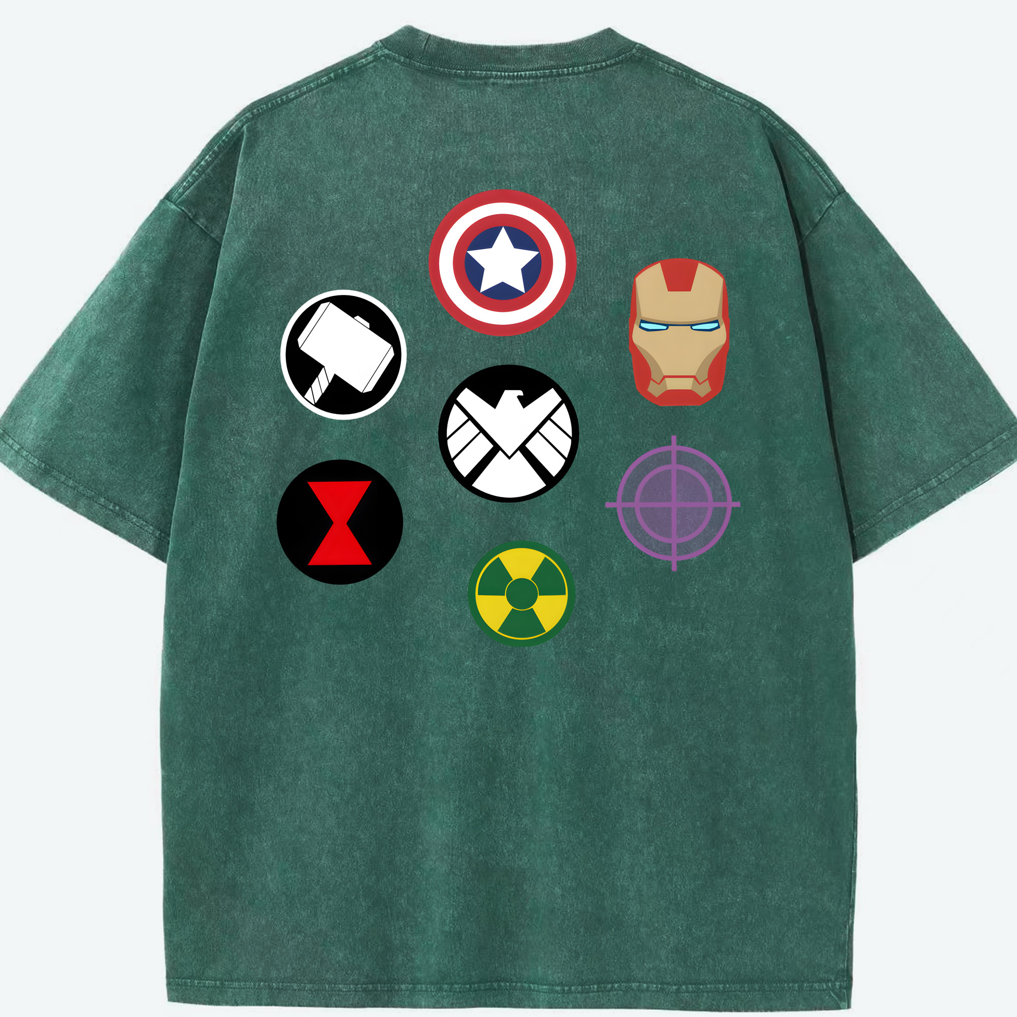 （画像用） アベンジャーズ The Avengers 綿100% ヴィンテージ風 半袖Tシャツ（背面プリント）